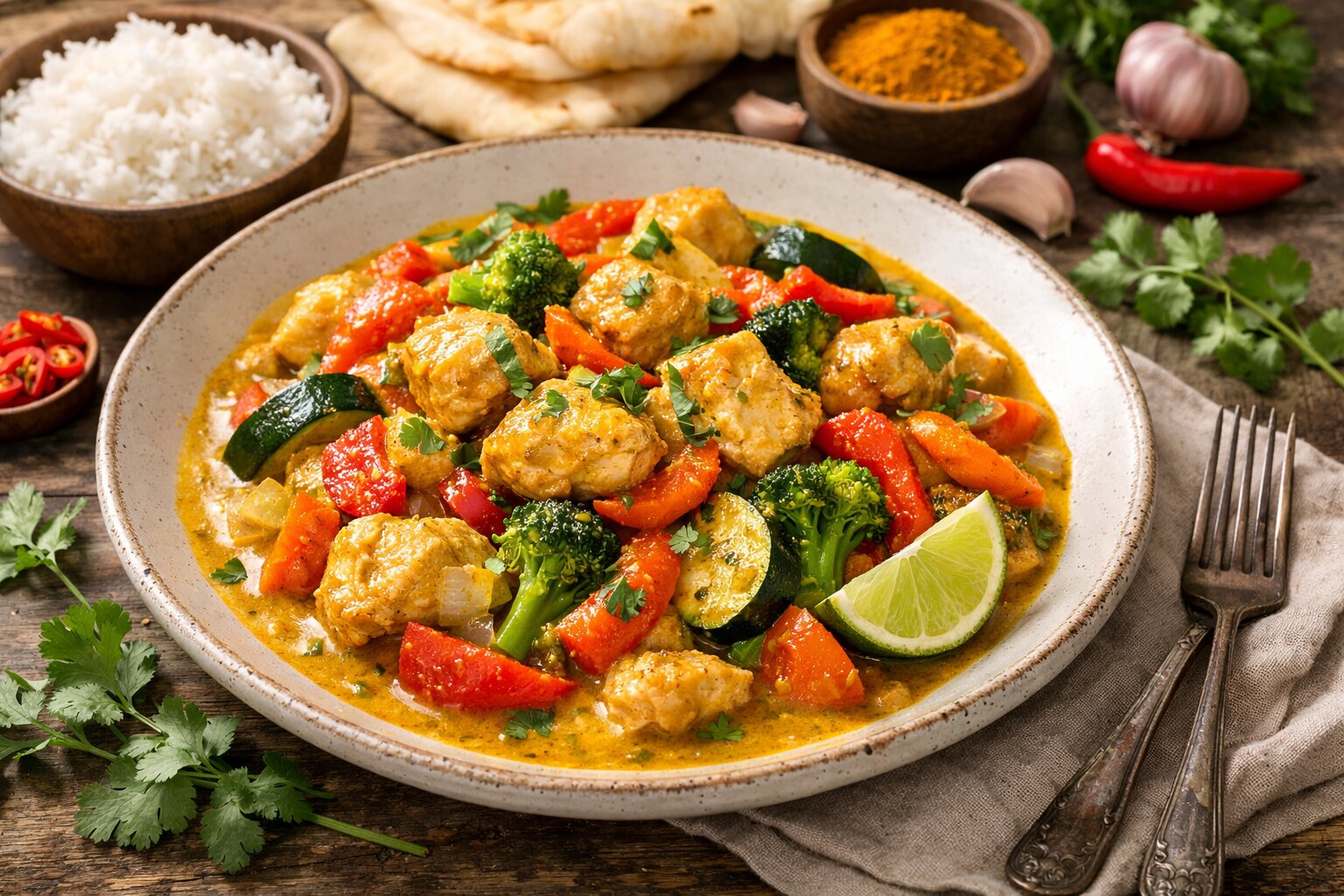Kurczak curry z warzywami